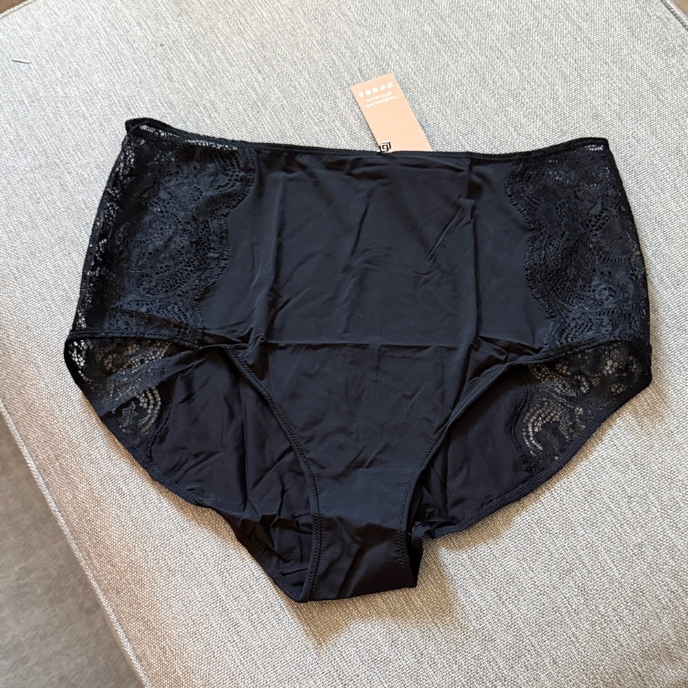 ThirdLove Black High-Waist Lace Panel Briefs